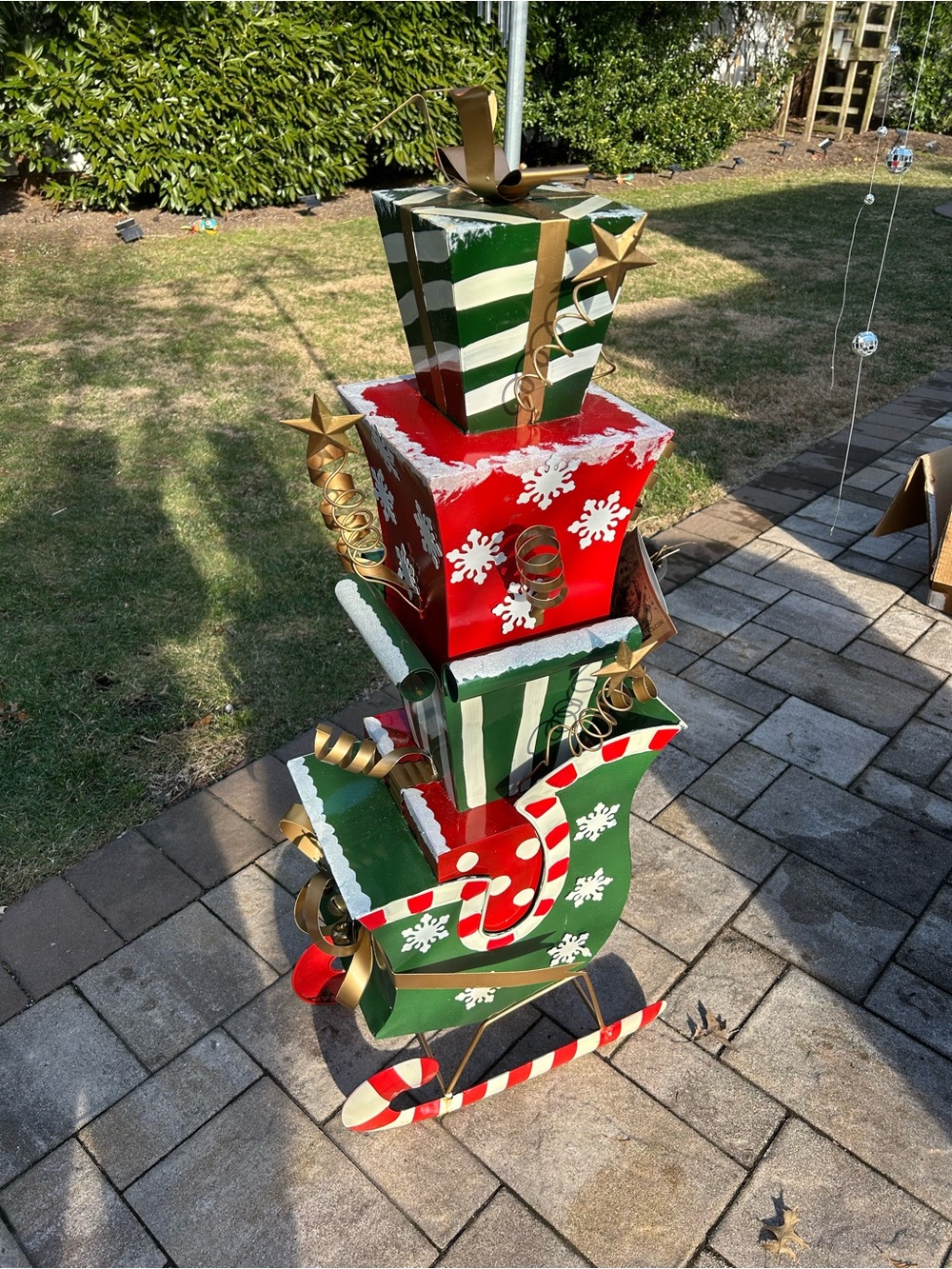 Festive Christmas Sleigh with Stacked Gifts Outside Decor *NEW